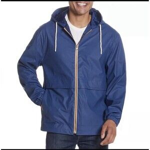 Weatherproof Original Men’s Hooded Full Zip Vintage Jacket Raincoat Blue 2XL